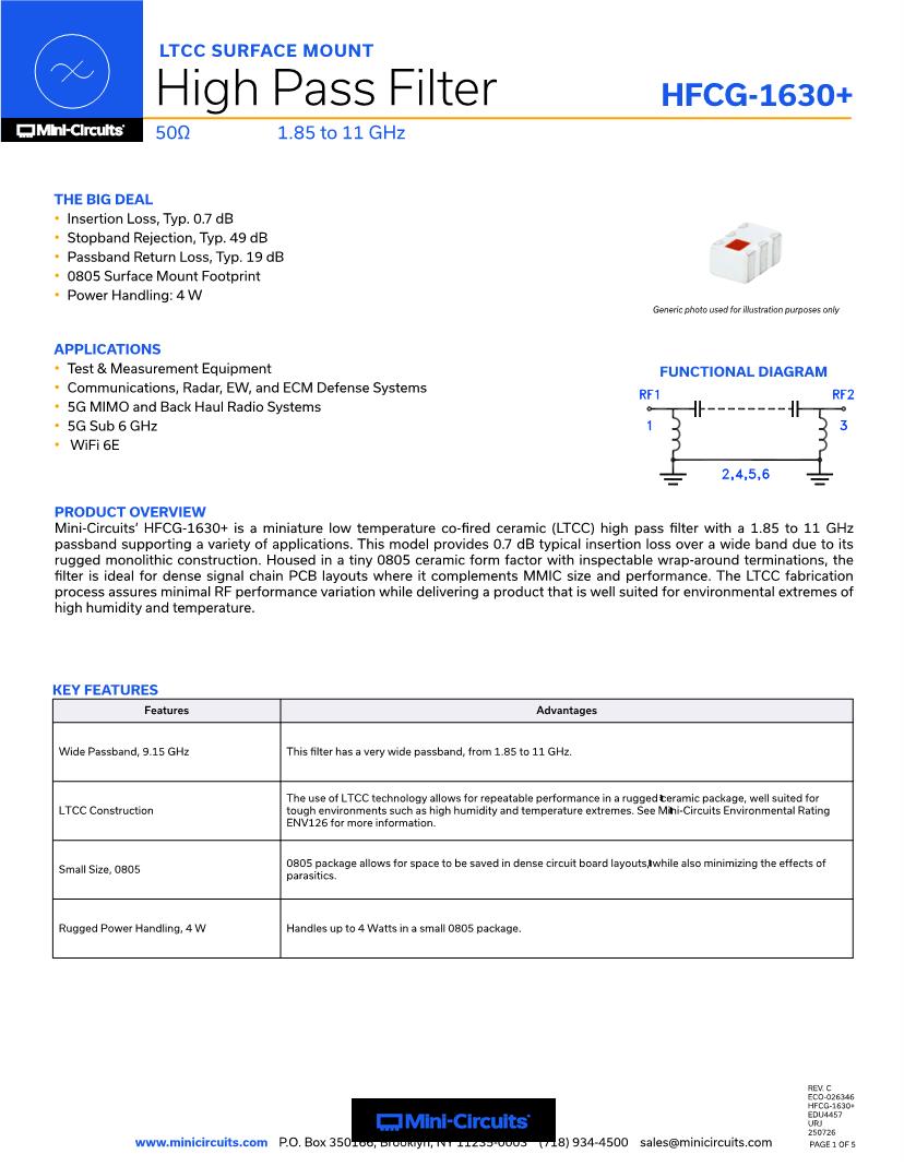 Datasheet for Manufacturer: Mini-Circuits