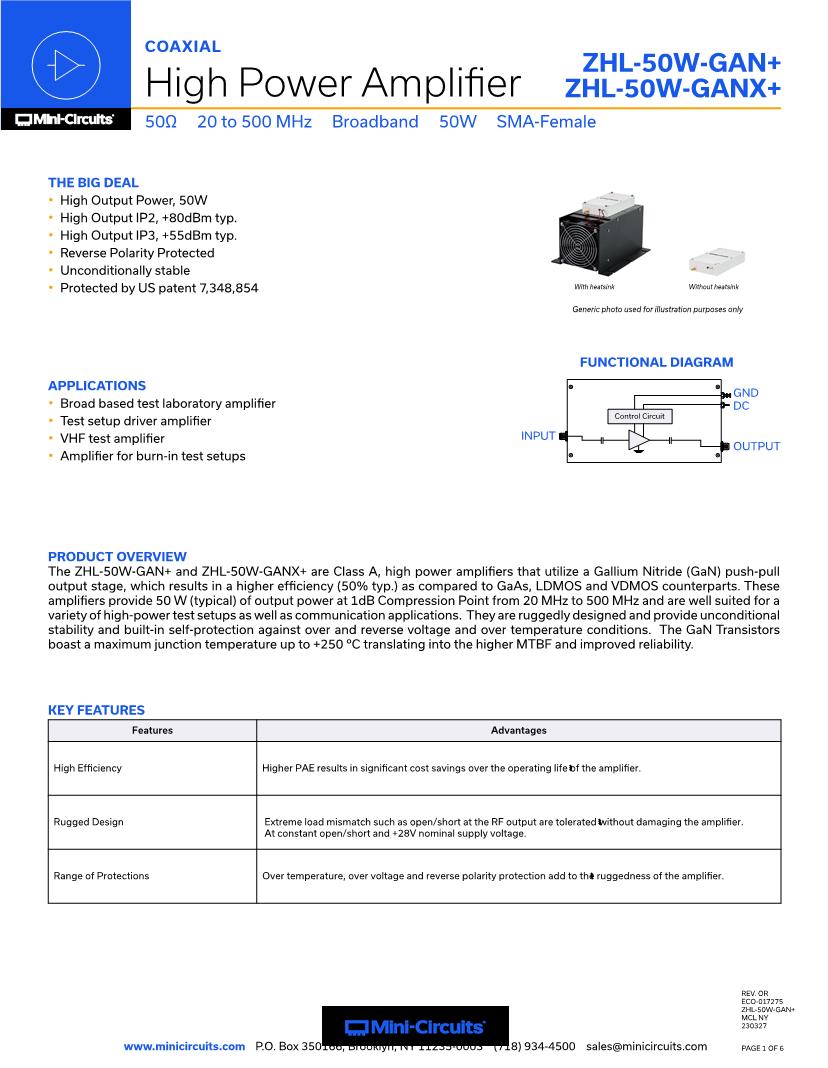 Datasheet for Manufacturer: Mini-Circuits