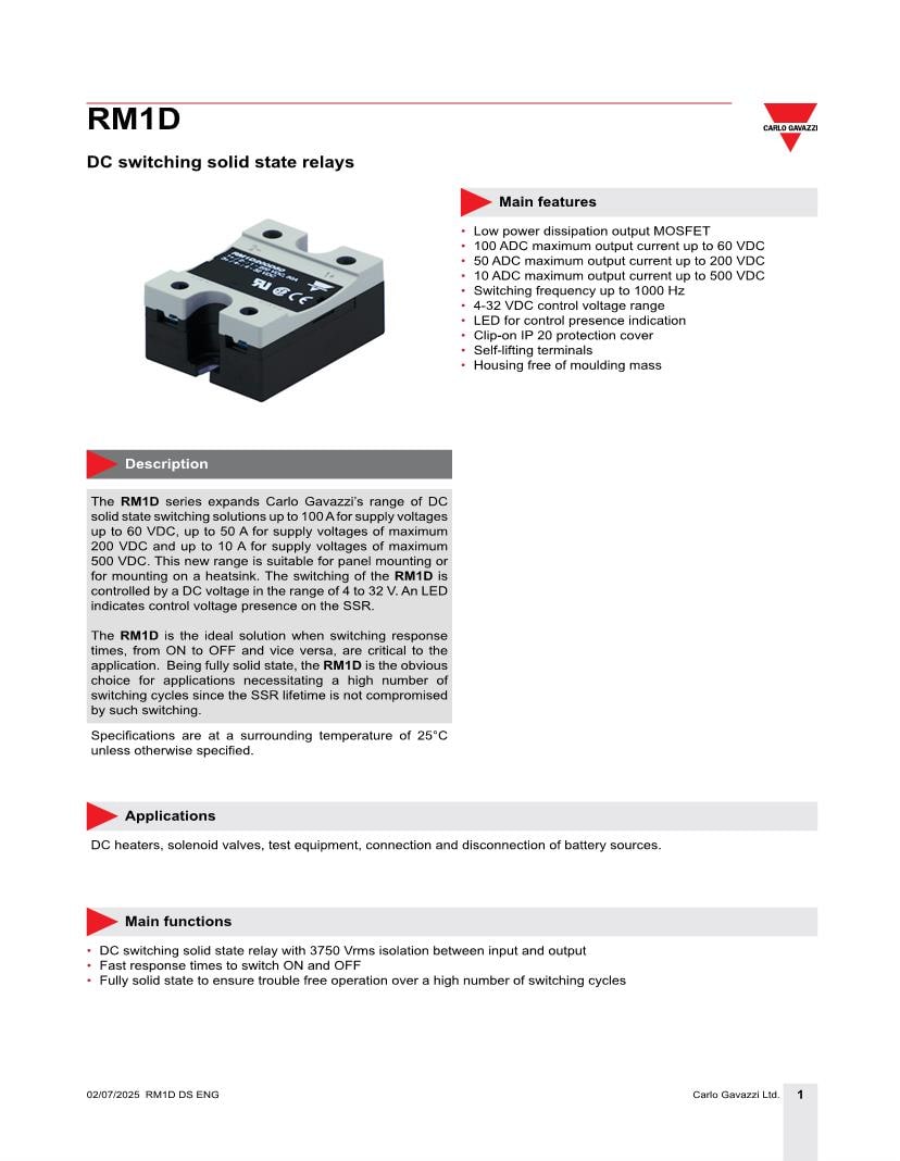 Solid State Relays SSR Datasheets Mouser
