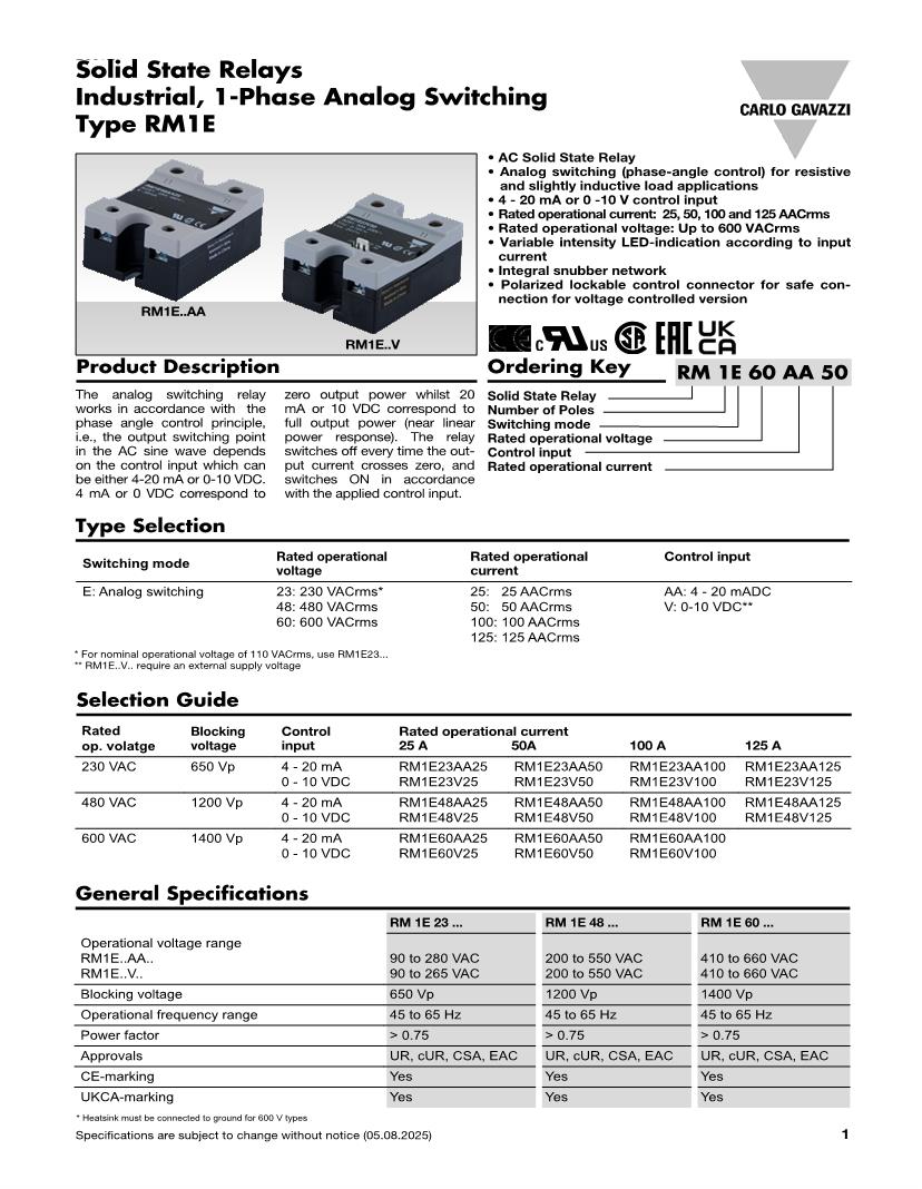 Solid State Relays SSR Datasheets Mouser