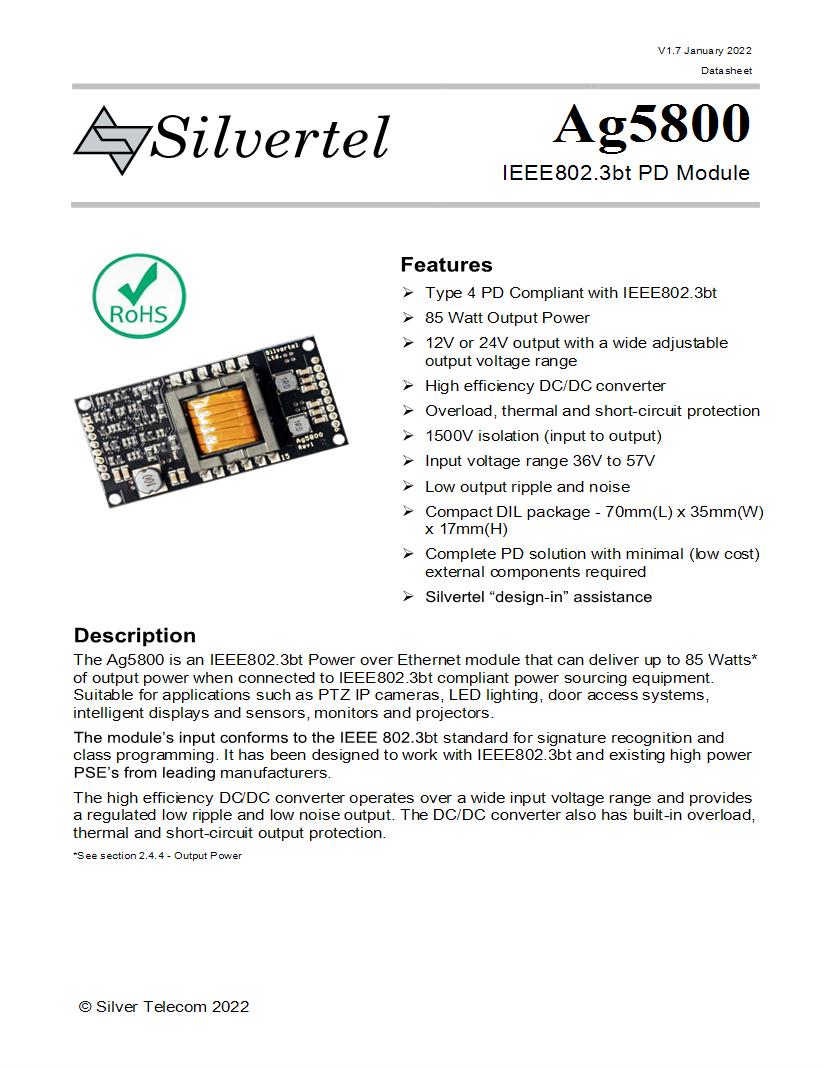 Power over Ethernet - PoE Datasheets – Mouser