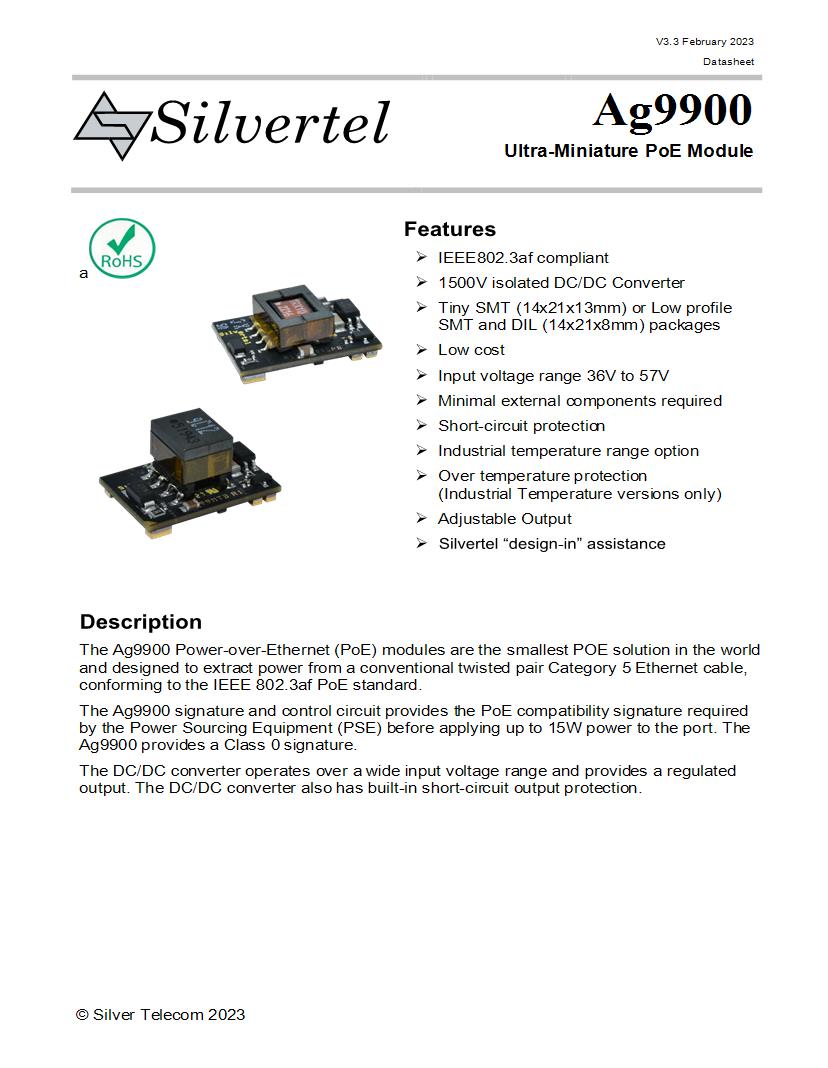 PoE (Power over Ethernet) – Silvertel, Power Over Ethernet Modules