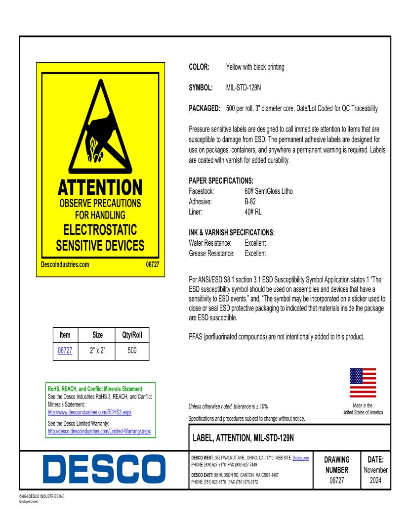 LABEL, ATTENTION, MIL-STD-129N