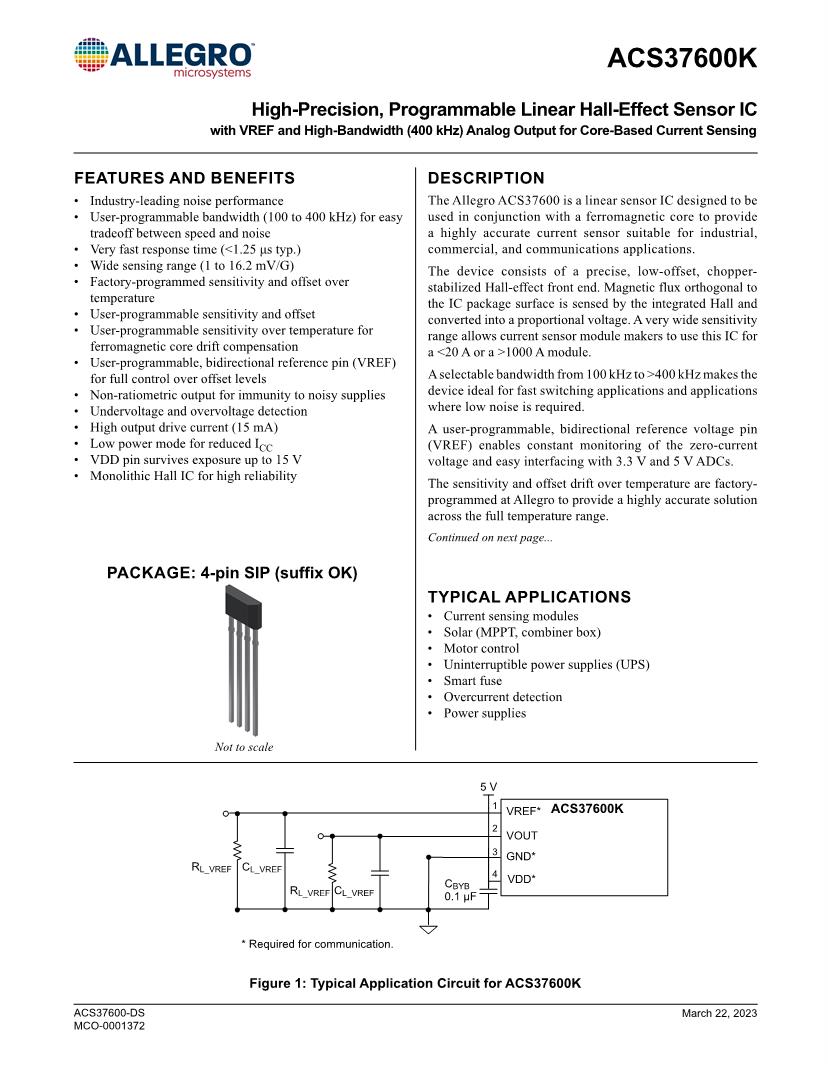 Datasheet for Manufacturer: Allegro MicroSystems