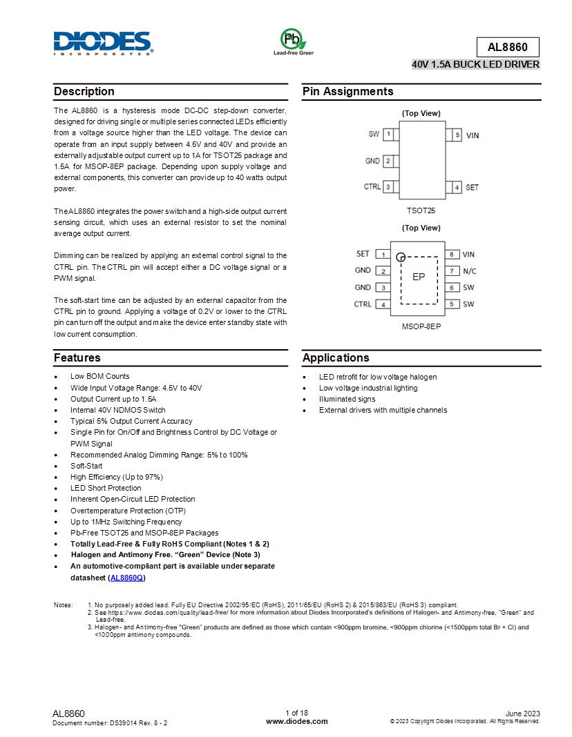 AL3353 Datasheet by Diodes Incorporated