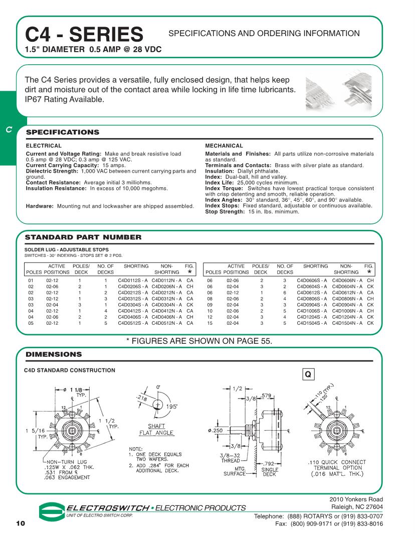 Electroswitch Switches Datasheets Mouser