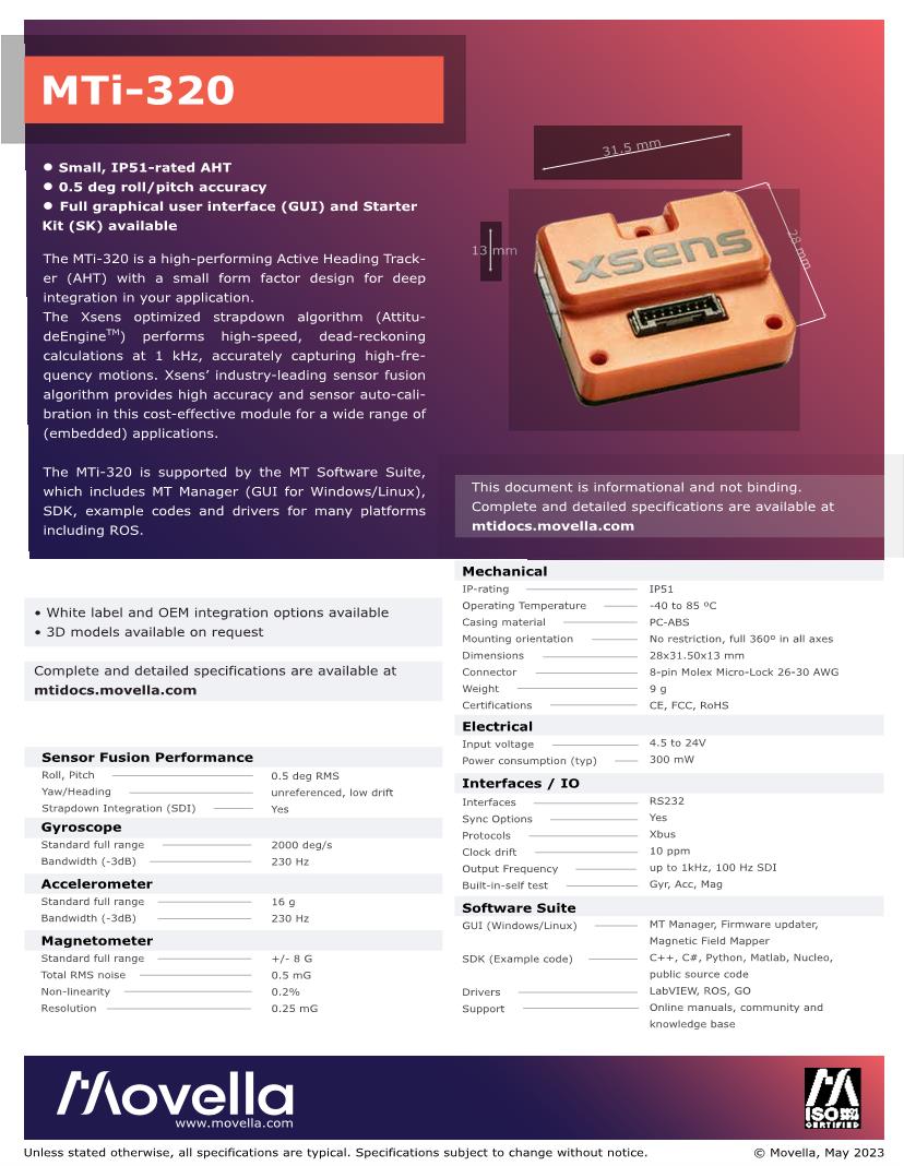 Datasheet for Manufacturer: Movella