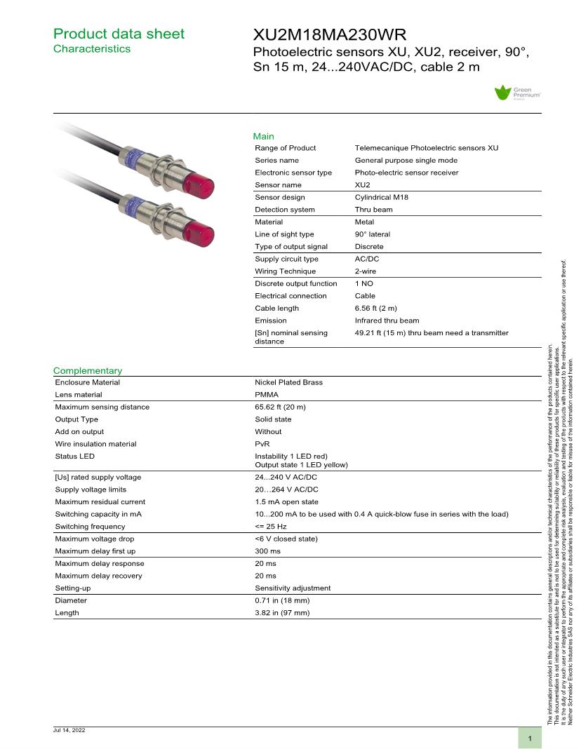 Telemecanique Sensors Photoelectric Sensors Datasheets Mouser