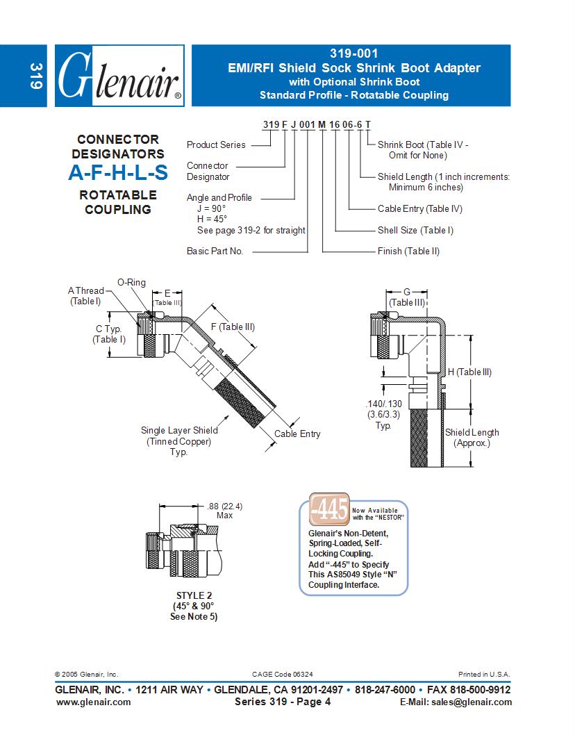 1n1004 Glenair Connectors Mouser