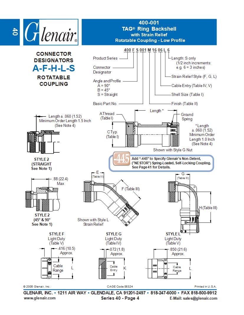 1n1004 Glenair Connectors Mouser