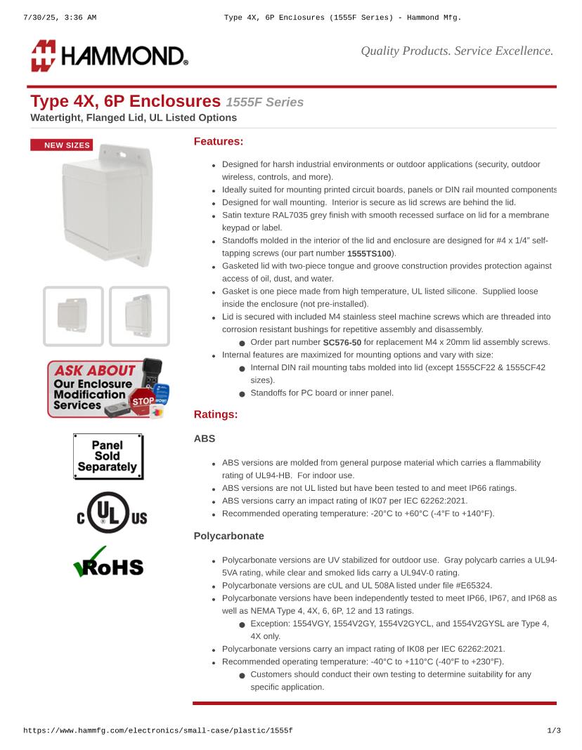 Datasheet for Manufacturer: Hammond