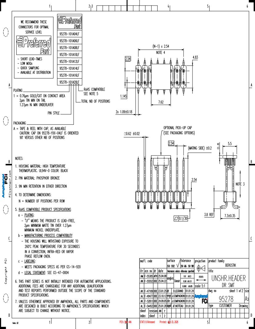4 Position 2.54 mm SMD Pin (Male) Gold Headers & Wire Housings | Mouser Enlarge. Diagram For Wiring 8 Pin Nr 51 ...