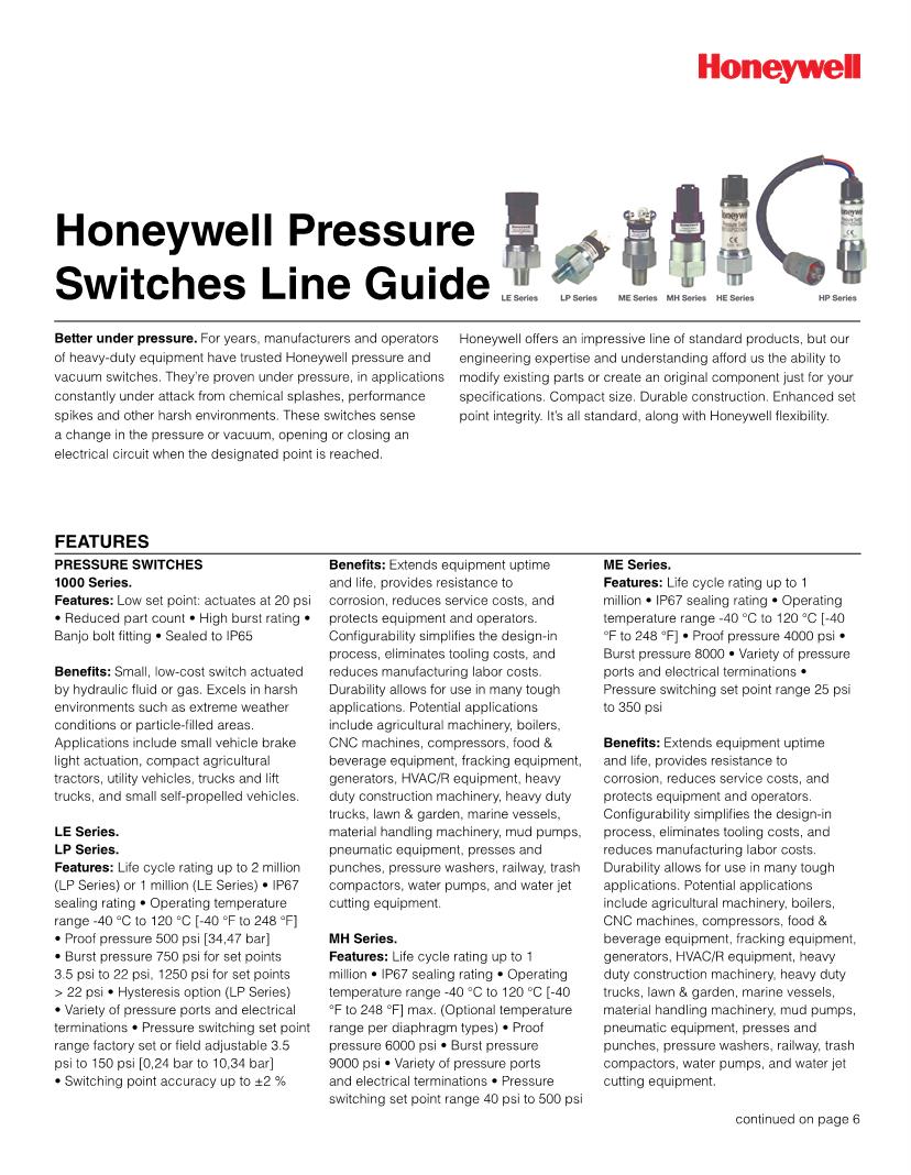 Pressure Switches Industrial Pressure Sensors Datasheets Mouser