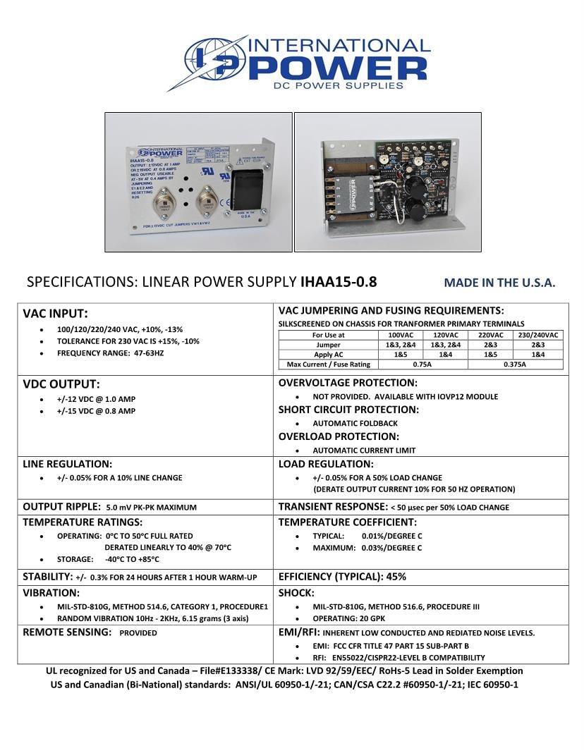 Linear Power Supplies Datasheets Mouser