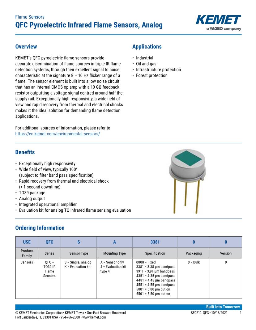 Kemet Infrared Detectors Datasheets Mouser