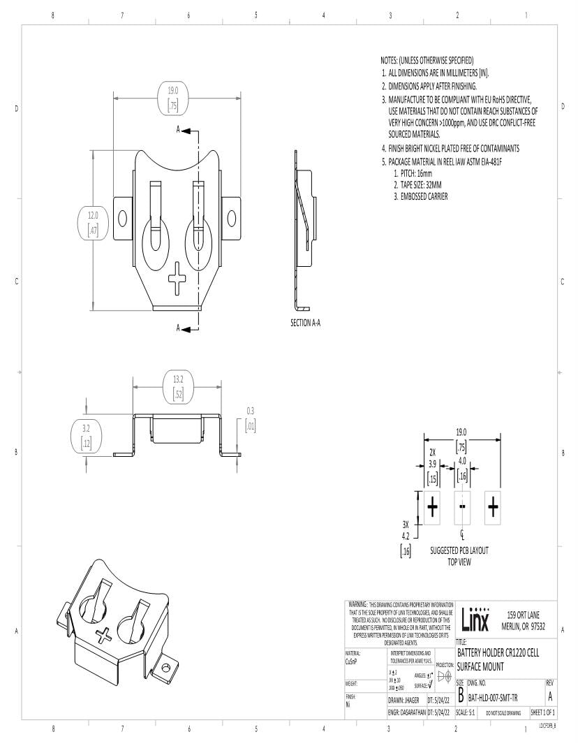 Coin Cell Battery Holders Datasheets Mouser