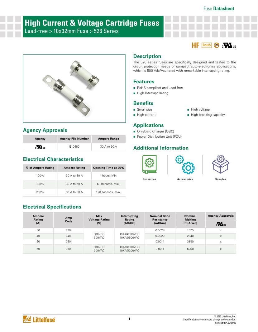 Fuses Datasheets Mouser