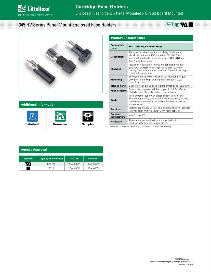 Fuse Holder Datasheets Mouser
