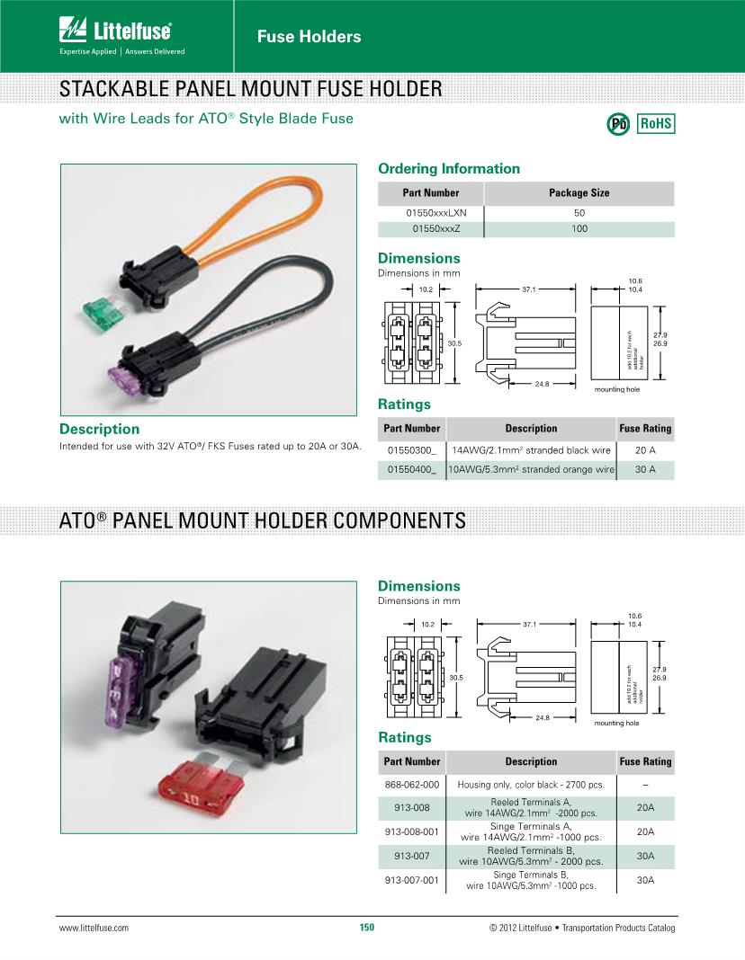 Fuse Holders Circuit Protection Datasheets Mouser
