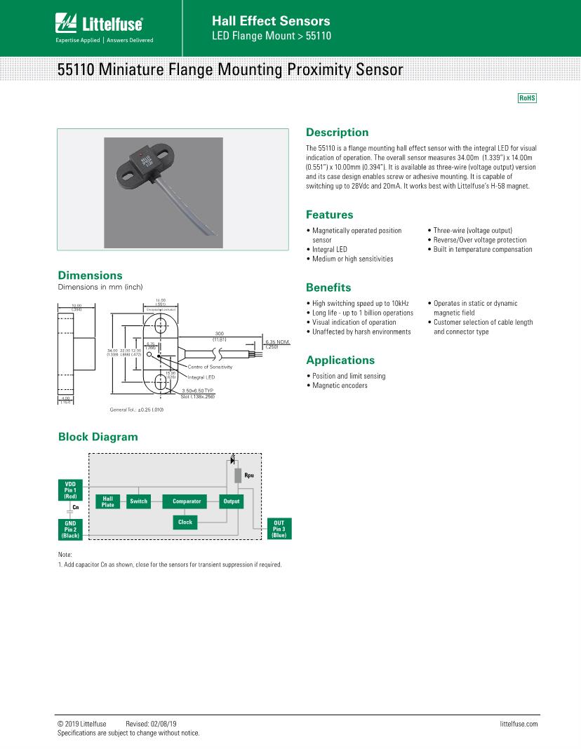 Littelfuse Industrial Hall Effect / Sensors Datasheets Mouser