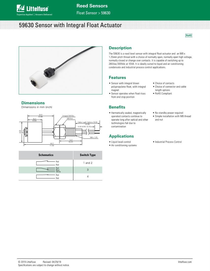 Liquid Level Sensors Datasheets Mouser