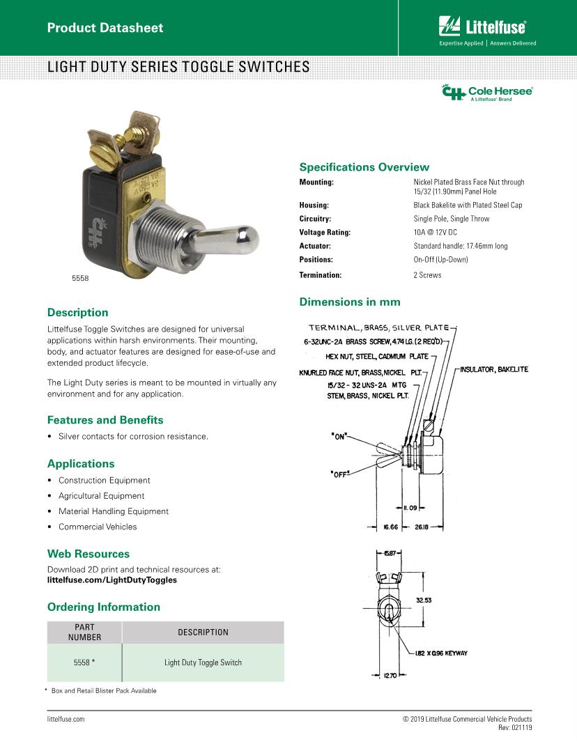Toggle Switches Datasheets Mouser