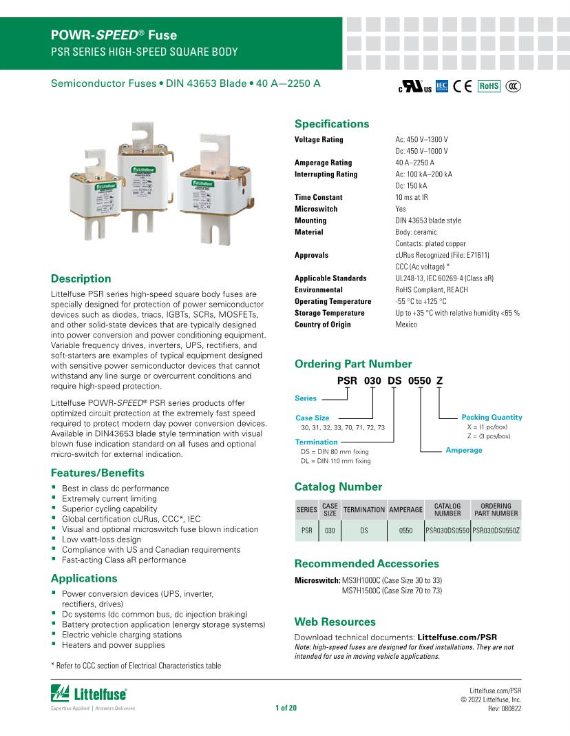 Fuses Datasheets Mouser