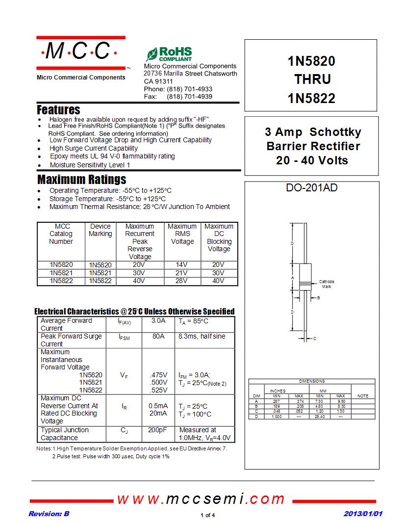 IN5822 DIODE DATASHEET PDF