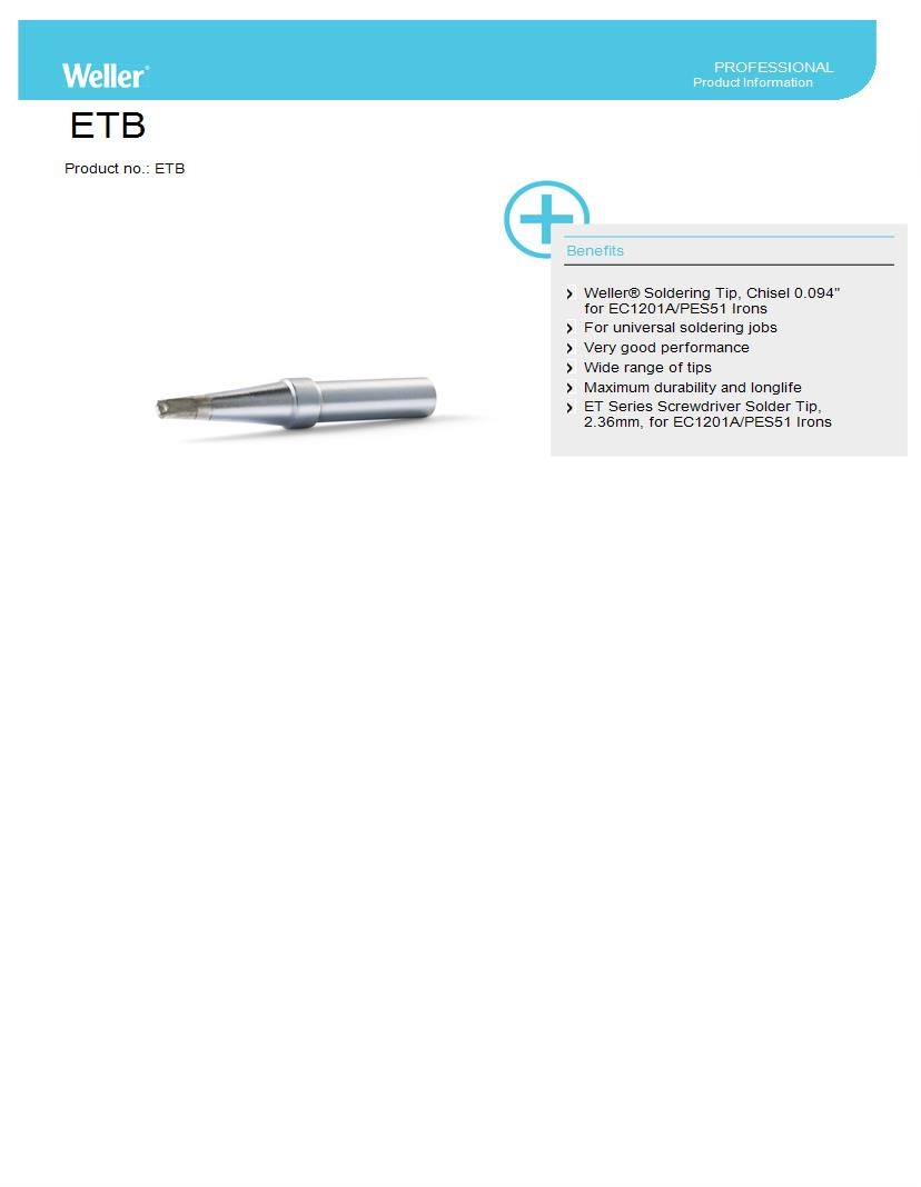 Weller Tools & Supplies Datasheets – Mouser