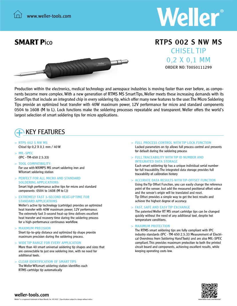 Weller Tools & Supplies Datasheets – Mouser