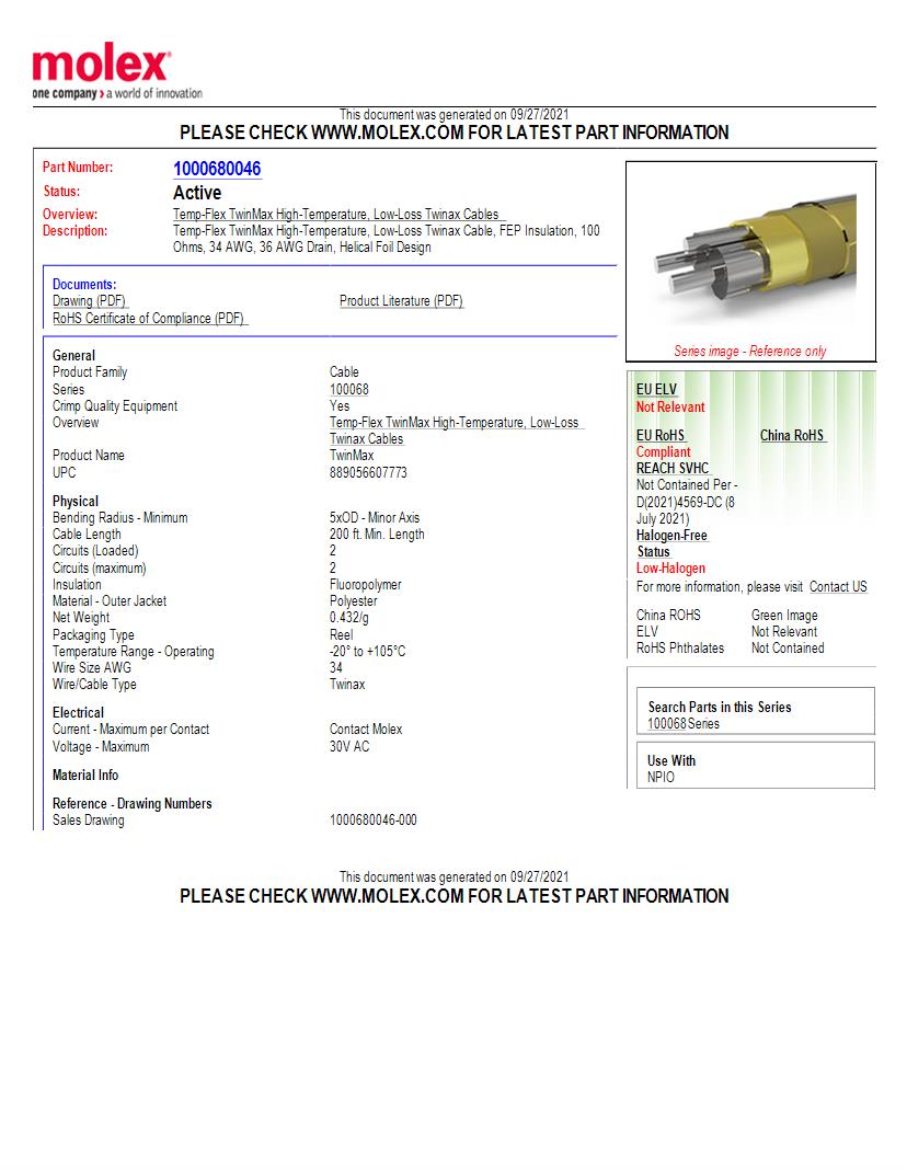 Coaxial Cables Datasheets Mouser
