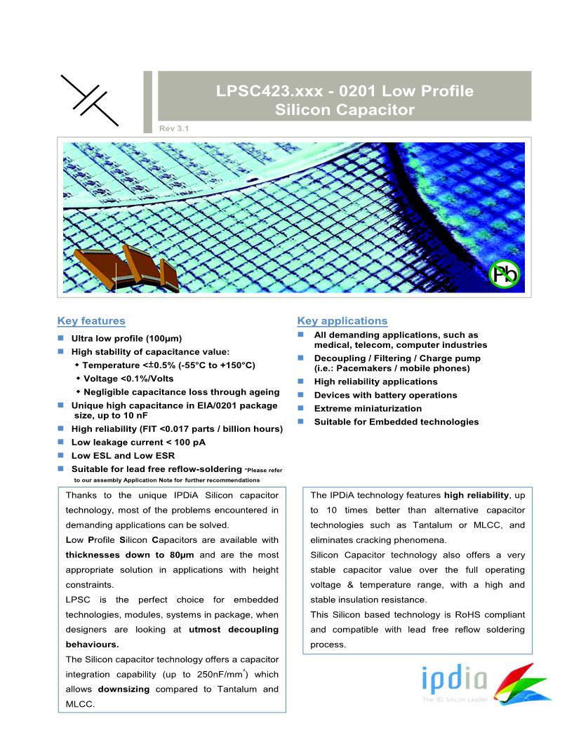 LPSC423.xxx - 0201 Low Profile Silicon Capacitor