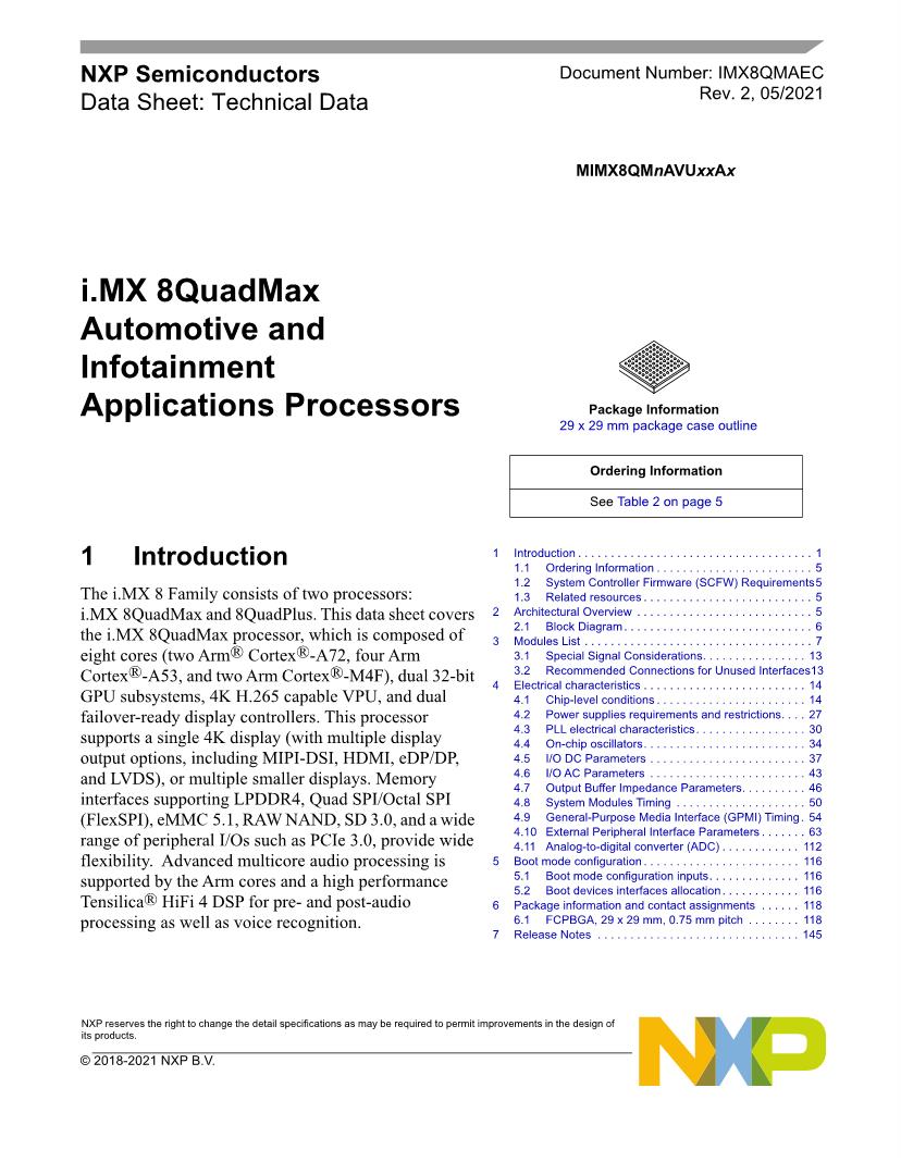 Nxp Arm Cortex 2 Arm Cortex A53 Arm Cortex M4f Core Microprocessors Mpu Datasheets Mouser