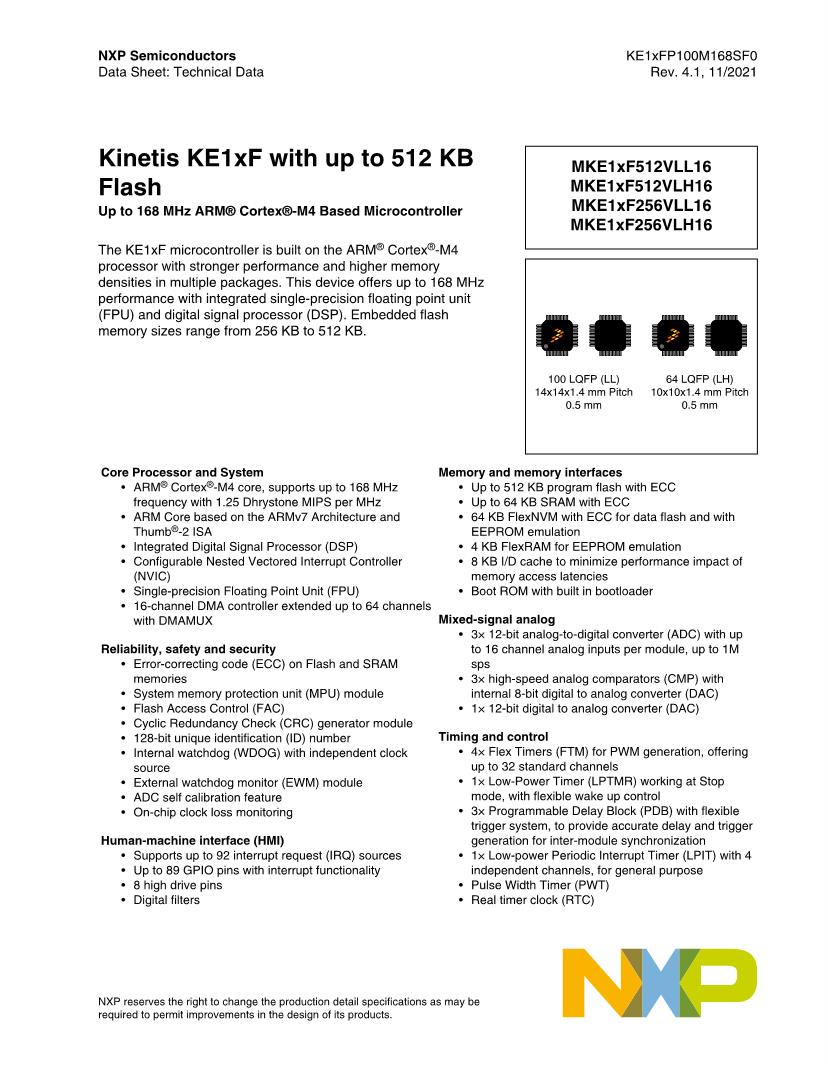 Arm Cortex M4 Core Lqfp 100 512 Kb 32 Bit 168 Mhz Arm Microcontrollers Mcu Datasheets Mouser