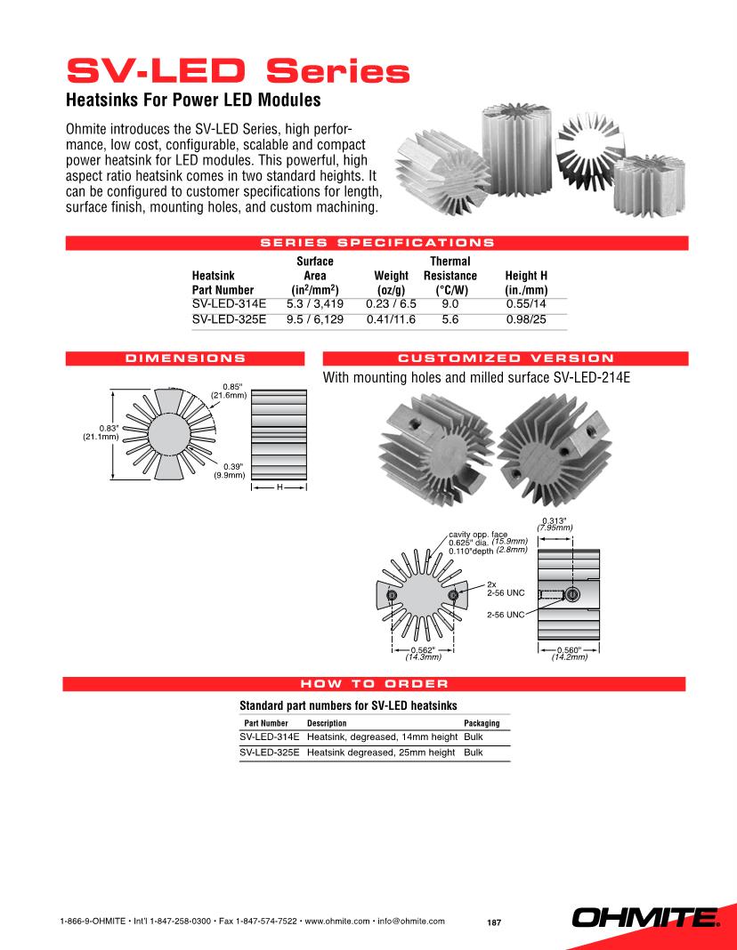 Heat Sinks LED Datasheets Mouser