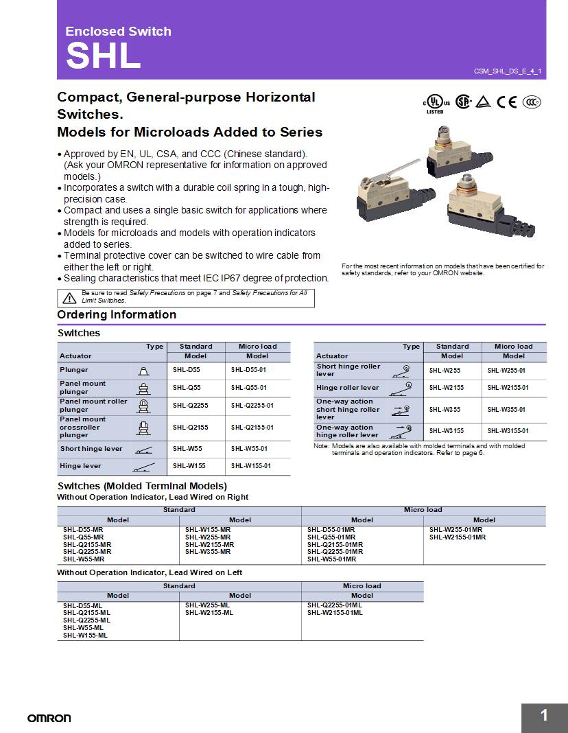 Lever SPDT Basic Limit Switches Datasheets Mouser