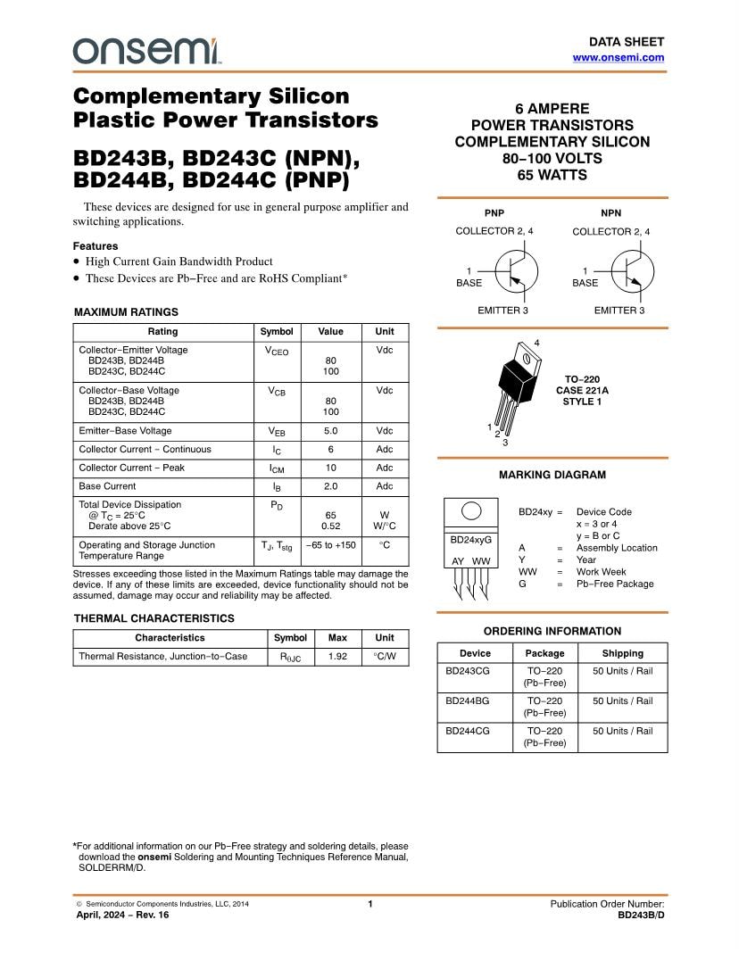 TEXAS INSTRUMENTS-BD244B-epitaxial de silicio Bi Polar Transistor PNP 6A 80V TEXAS INSTRUMENTS-BD244B-epitaxial de silicio Bi Polar Transistor PNP 6A 80V