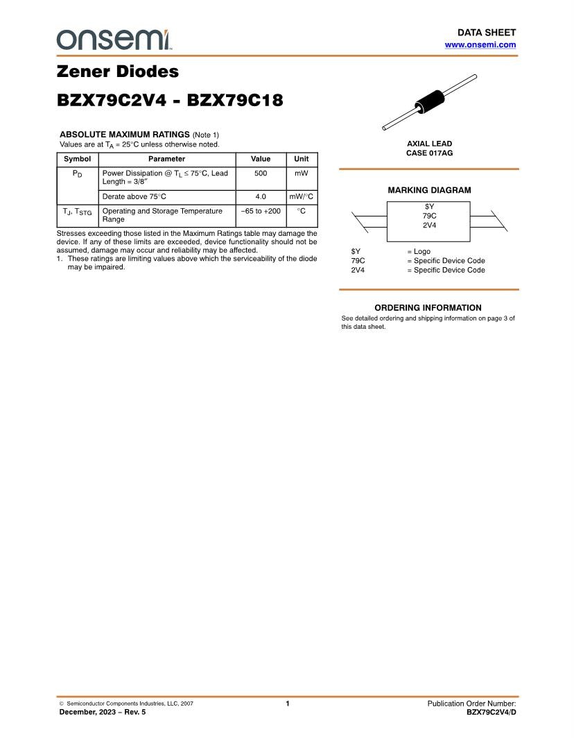 Search results for BZX79C27 Zener Diodes Datasheets Mouser