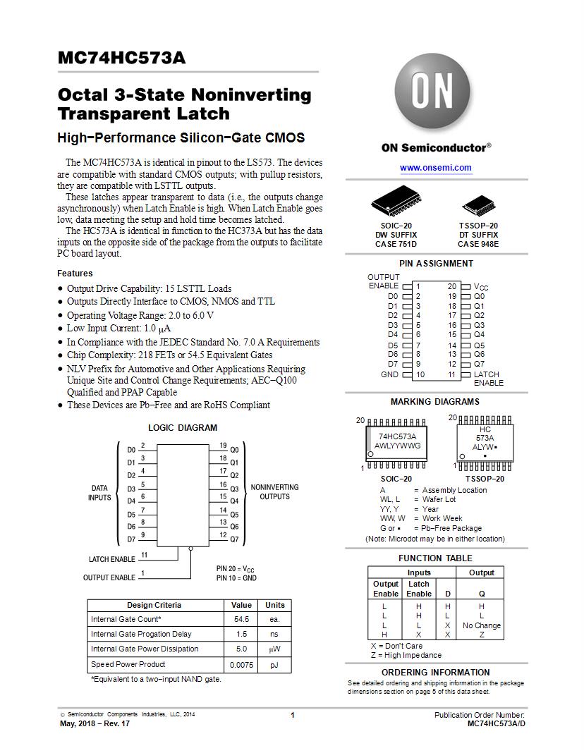 74HC573D PDF