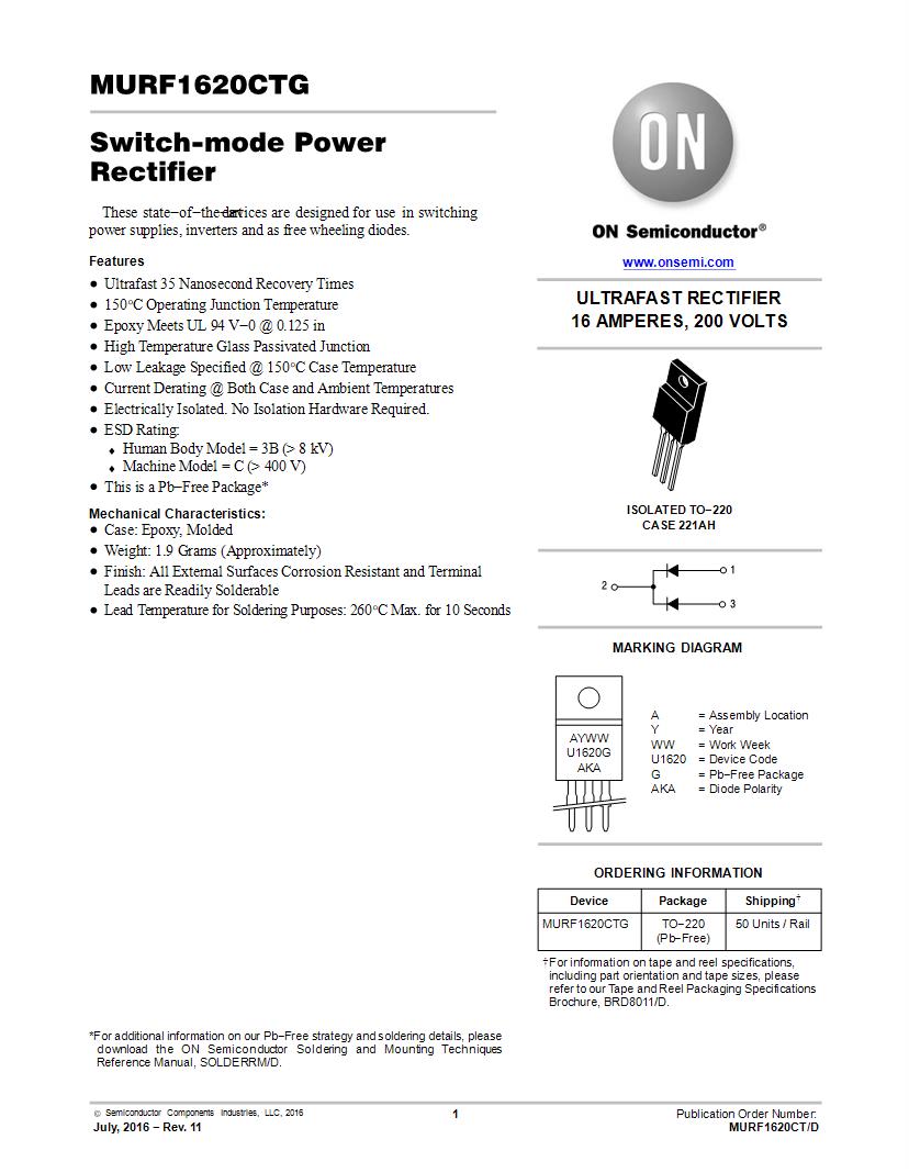 mur620ct datasheet 20c rectifiers | mouser.