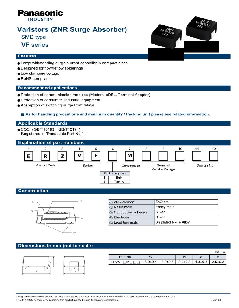 MOV Varistors Datasheets Mouser