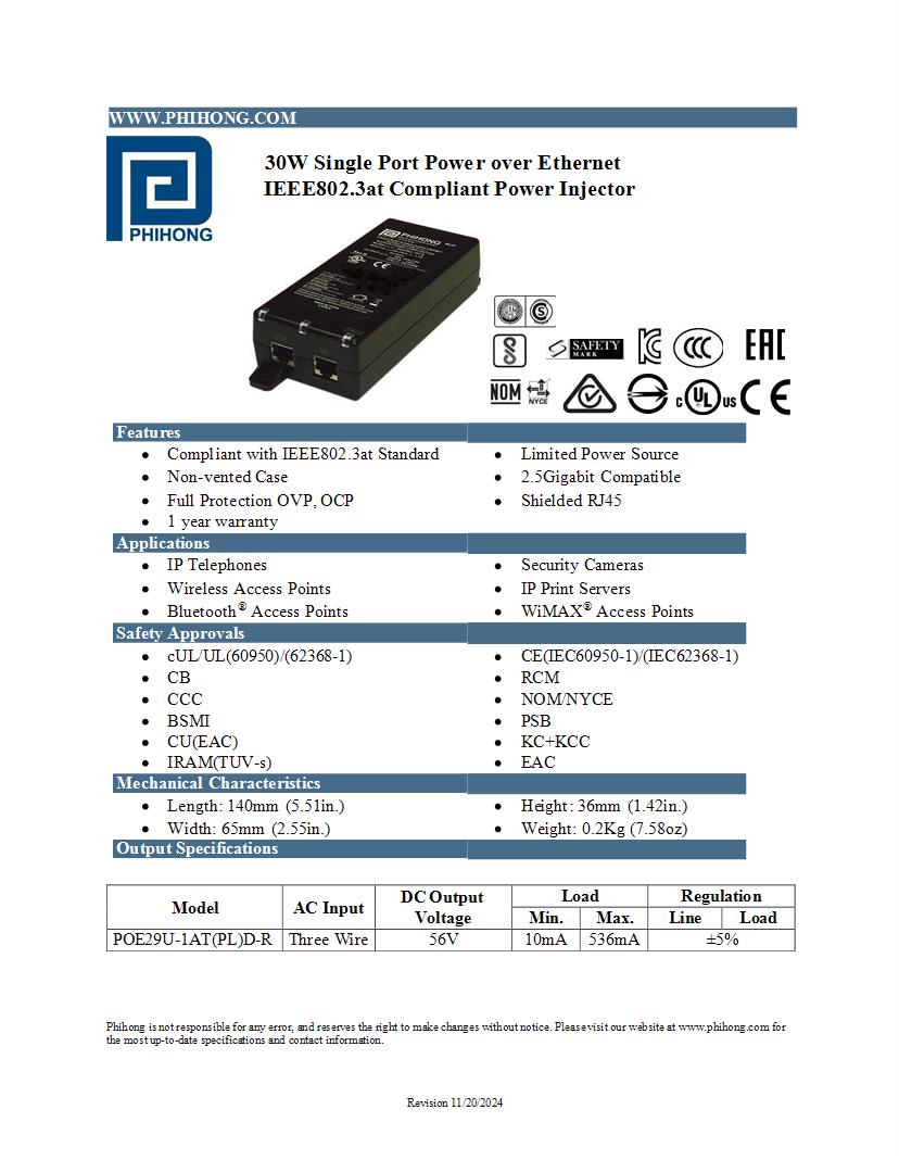 Power over Ethernet - PoE Datasheets – Mouser