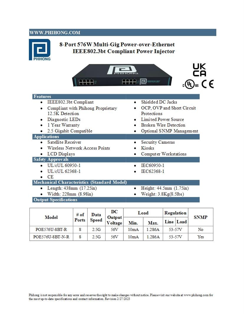 Power over Ethernet - PoE Datasheets – Mouser