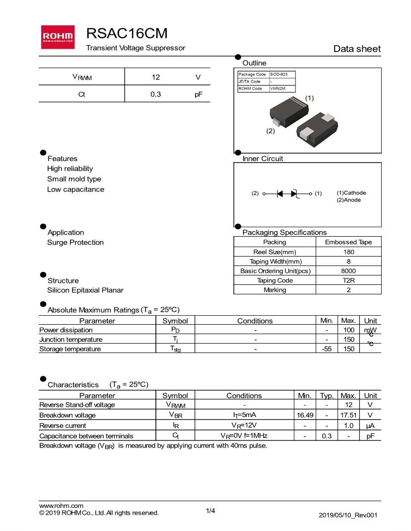 Tvs Diodes Transient Voltage Suppressors Sod-923 Esd Protectn Tvs Diodes Transient Voltage Suppressors Sod-923 Esd Protectn