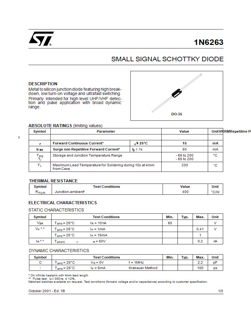1N6263 SCHOTTKY DIODE