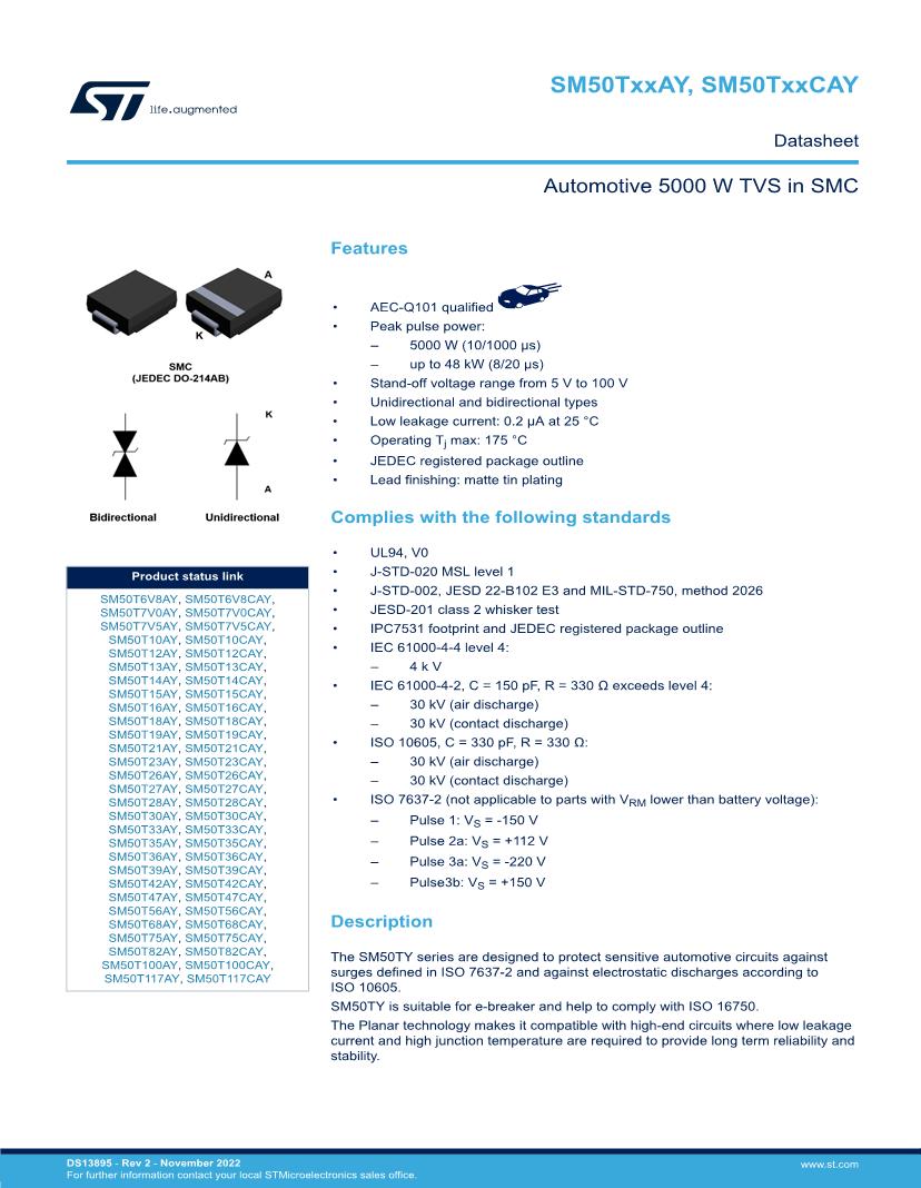 Datasheet for Manufacturer: STMicroelectronics
