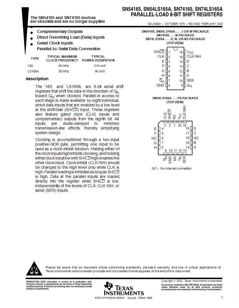 Search results for 74LS165A Counter Shift Registers Datasheets Mouser