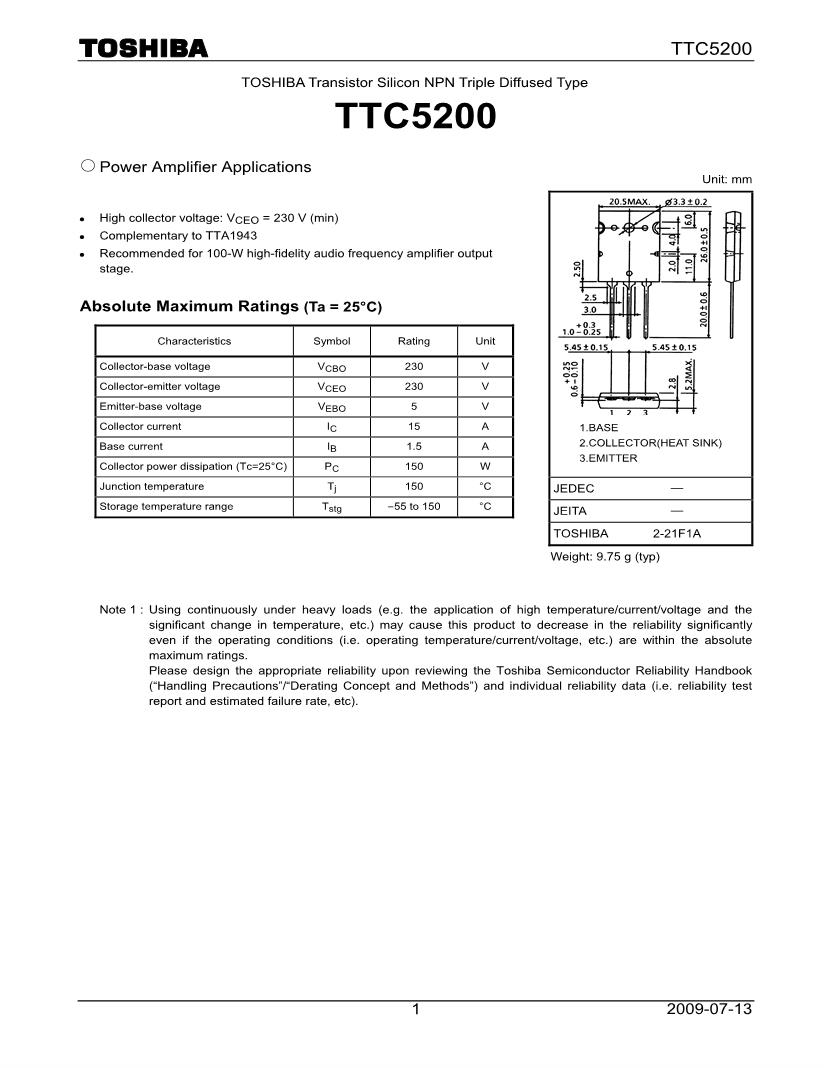 Ttc5200 Transistor Datasheet Safe Shipping