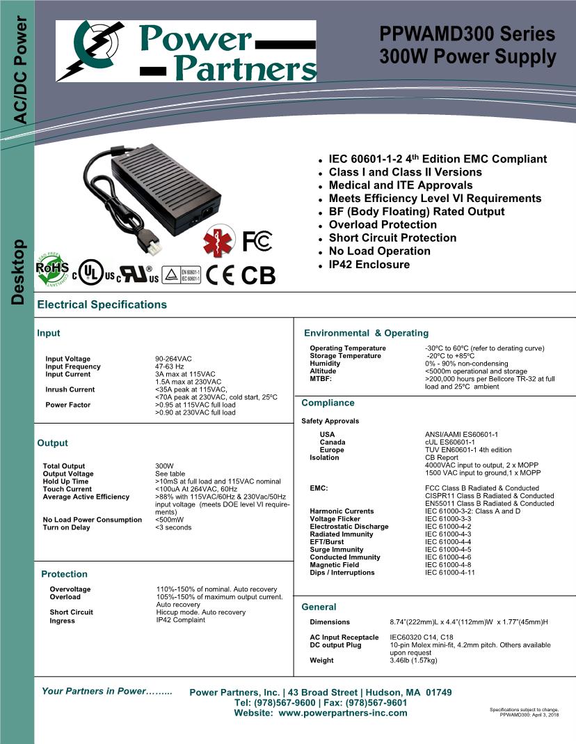 Power Partners / TT Electronics Power Supplies Datasheets Mouser