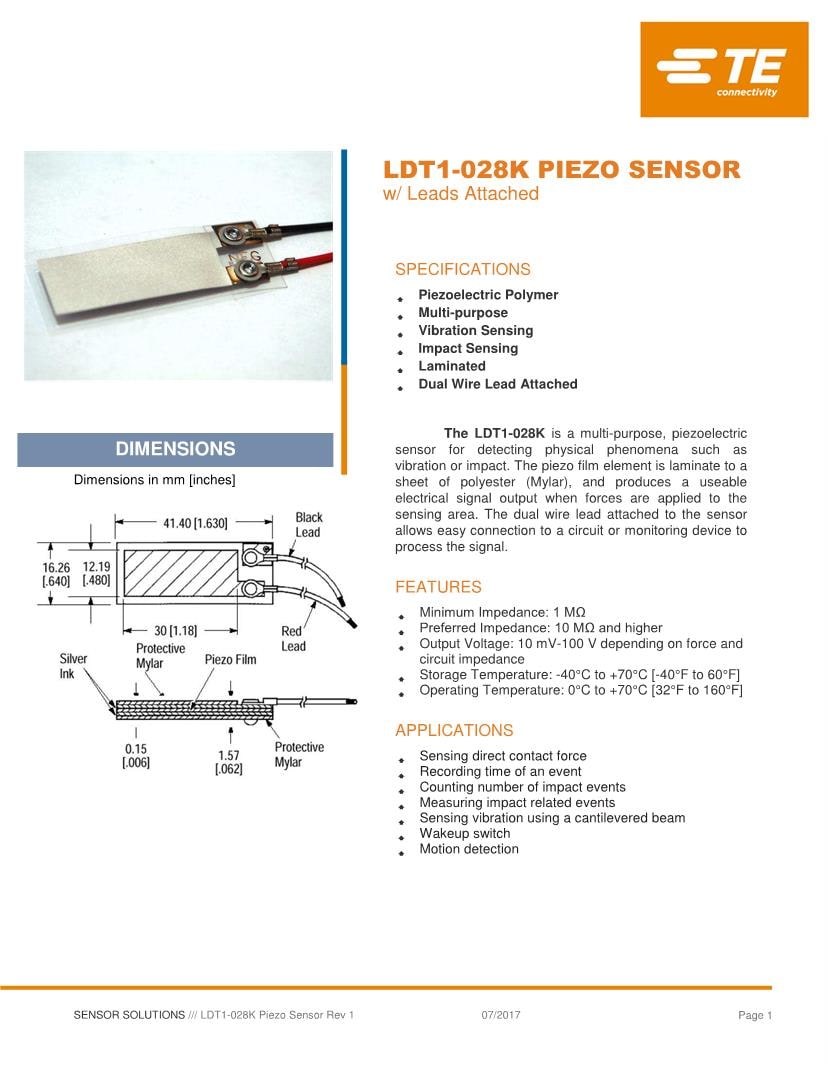 Vibration Sensors Sensors Datasheets Mouser